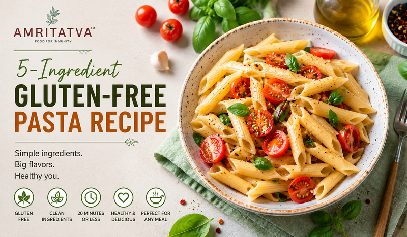 5-ingredient gluten-free pasta meal — Amritatva millet pasta with mushroom seasoning in 15 minutes