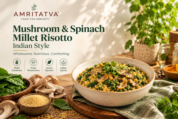 Mushroom & Spinach Millet Risotto – An Indian-Style Comfort Meal