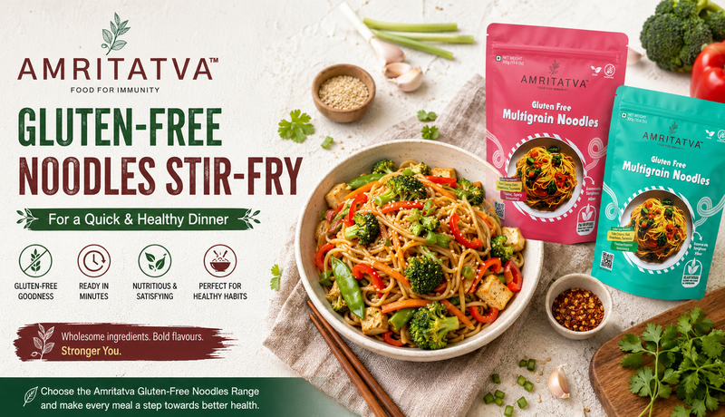 Gluten-free noodles stir-fry recipe — Amritatva millet noodles with vegetables in 10 minutes