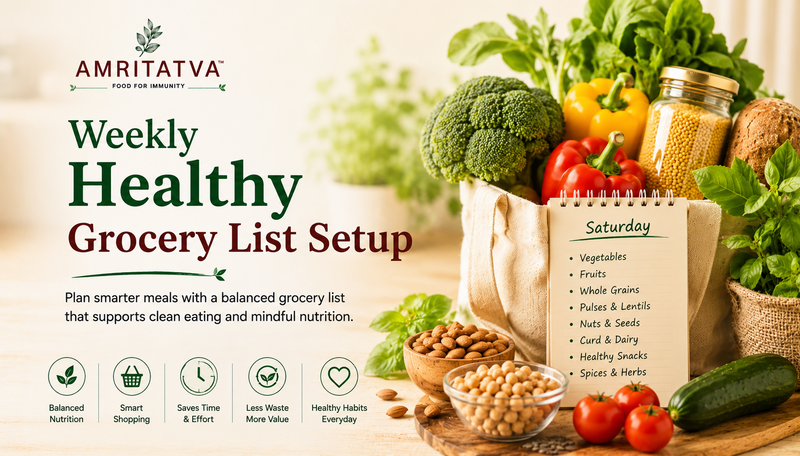 Healthy weekly grocery list — whole grains, real protein and zero processed junk for clean eating