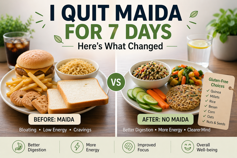 7-day maida elimination results — energy, digestion and cravings after cutting refined flour