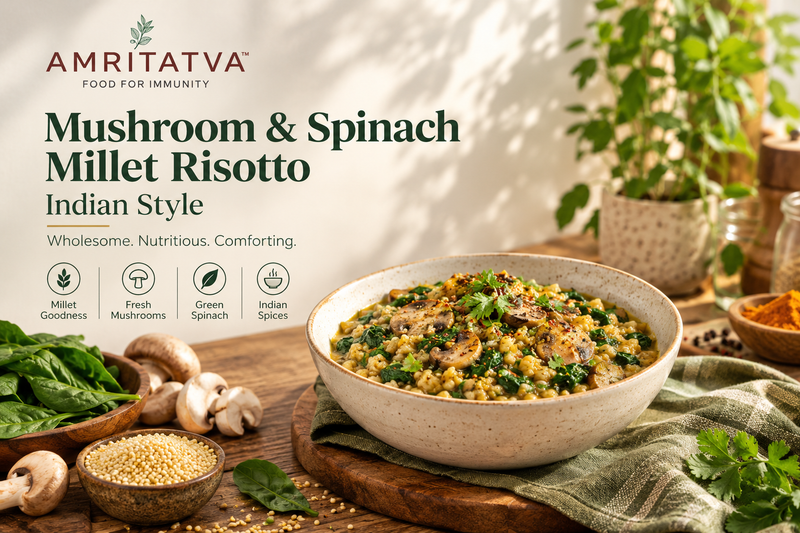 Mushroom & Spinach Millet Risotto – An Indian-Style Comfort Meal