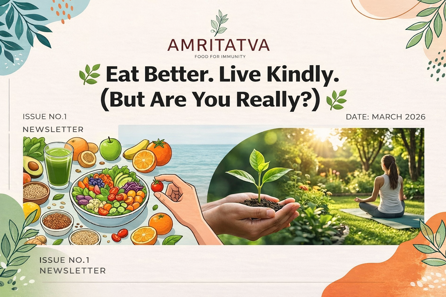 Amritatva newsletter — honest questions about clean eating and what living kindly really requires