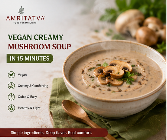 Vegan Creamy Mushroom Soup in 15 Minutes