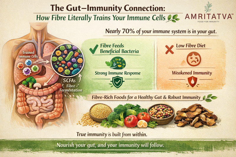 Gut immunity connection — dietary fibre training immune cells in the gut wall