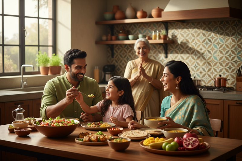 Indian family sharing a meal — protein gap in traditional Indian diets explained
