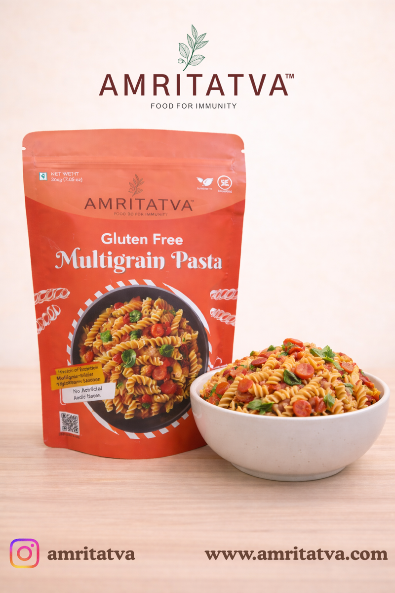 5-ingredient gluten-free pasta with dried oyster mushrooms — Amritatva millet recipe