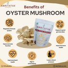 Amritatva dried oyster mushrooms 50g packaging — FSSAI certified, sun-dried, no chemicals, immunity-boosting mushroom food India