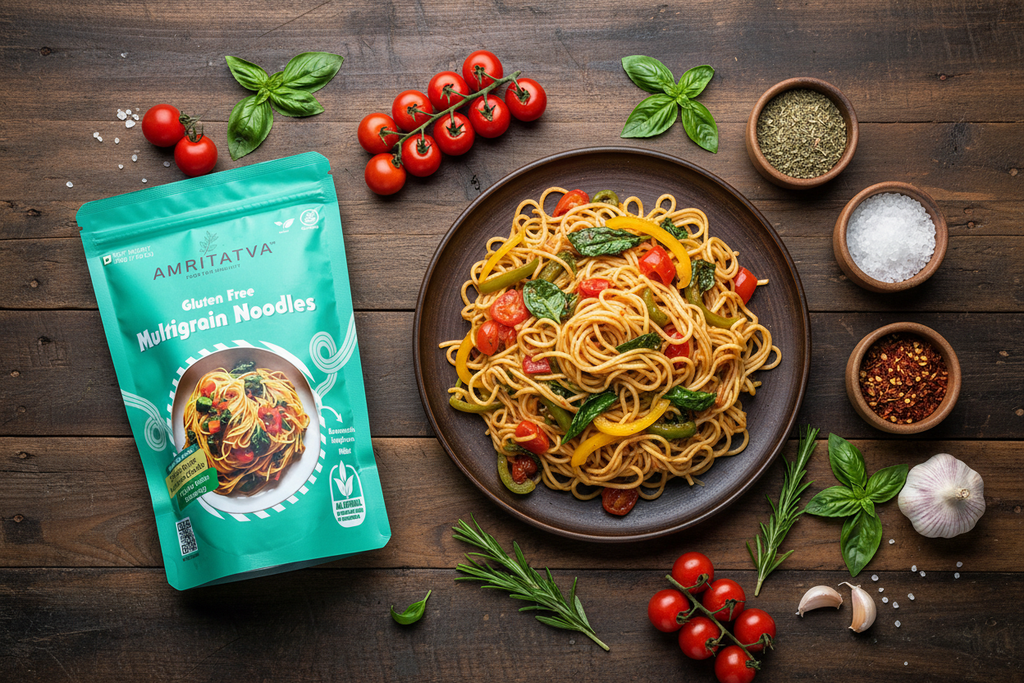 AMRITATVA Multigrain Noodles styled food photography