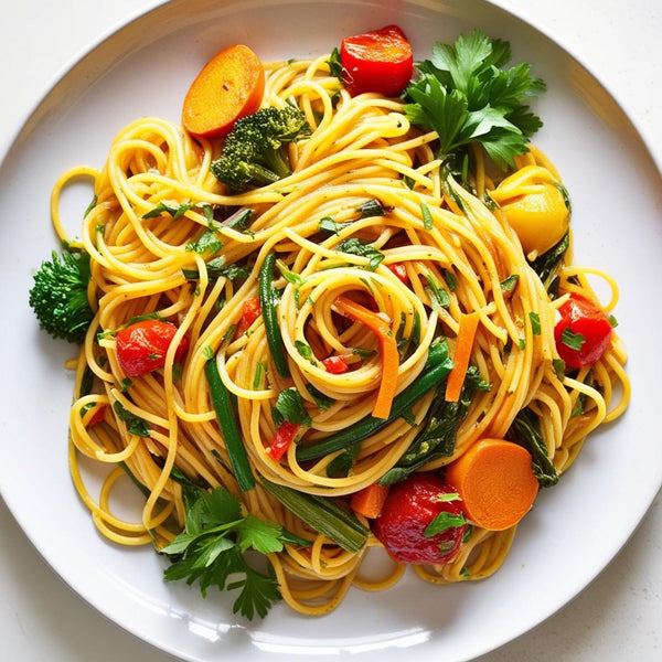 Amritatva gluten-free millet noodles cooked with vegetables — no maida, mushroom-seasoned, healthy Indian noodles